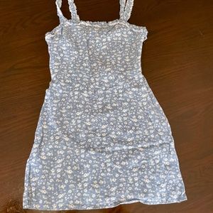 Denim Blue Dress with White Flowers